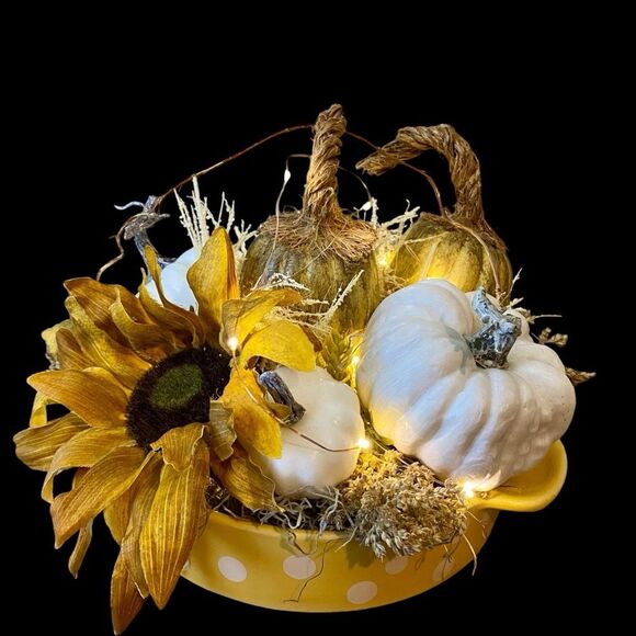 NEW Fall Centerpiece | fall decor | handmade | Pumpkin Arrangement | Lighted - Picture 2 of 10